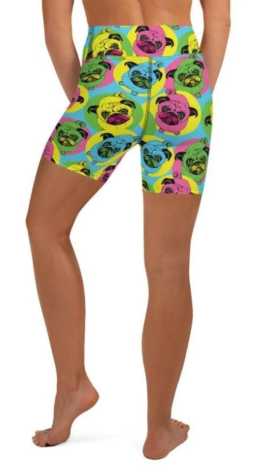 Pop Art Pug Yoga Shorts