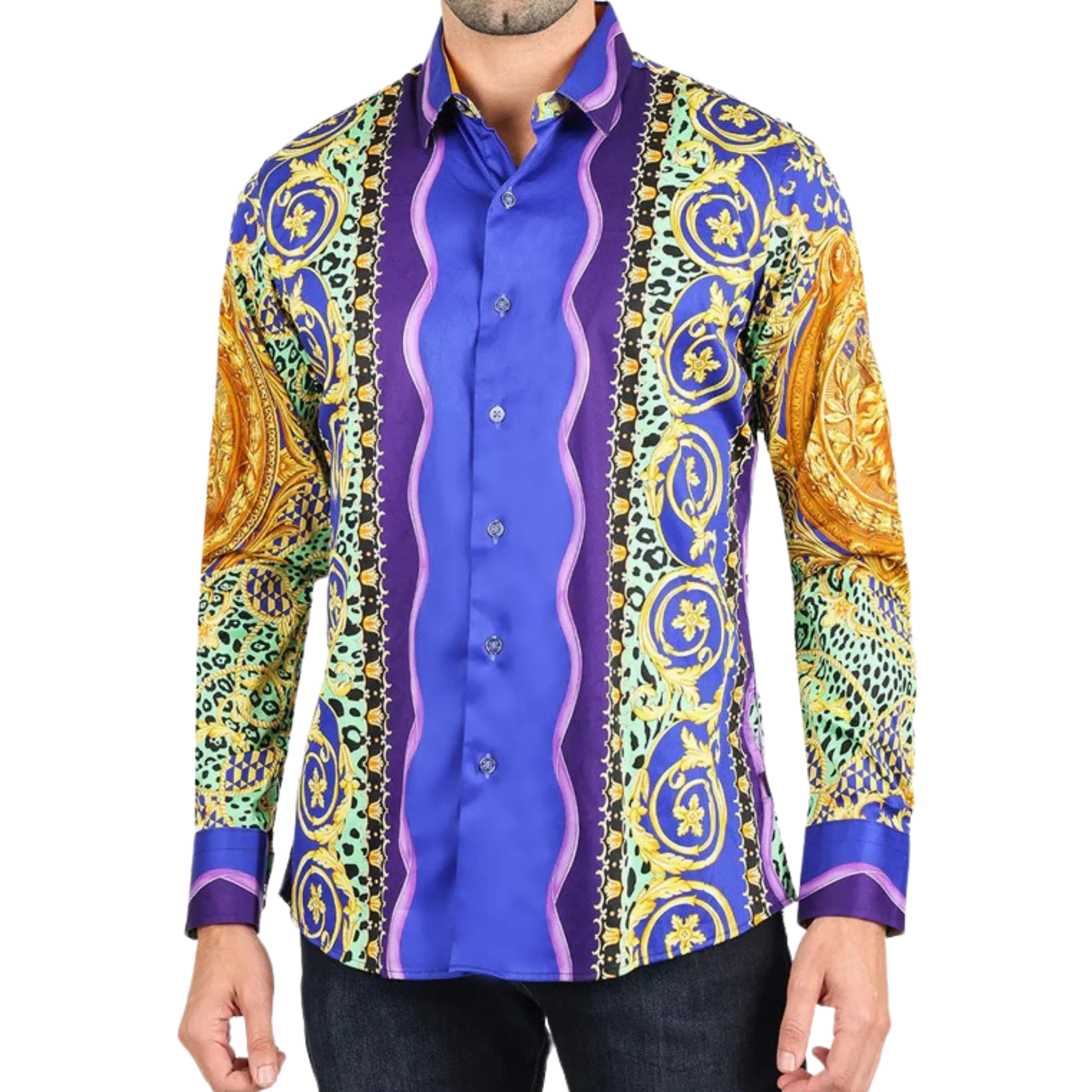 PREMIERE SHIRTS: BLUE/PURPLE MULTI COLOR STAR