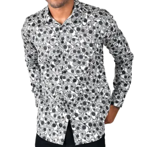 PREMIERE SHIRTS: WHITE/BLACK POLKA DOT PAISLEY