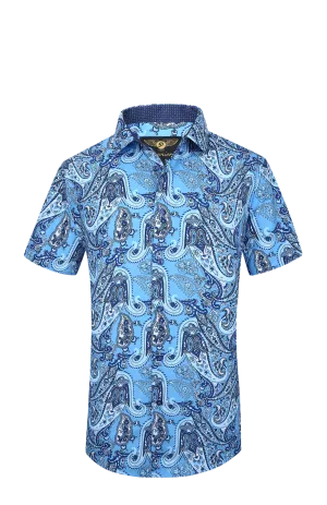 PREMIERE SHORT SLEEVE SHIRTS: BLUE PAISLEY