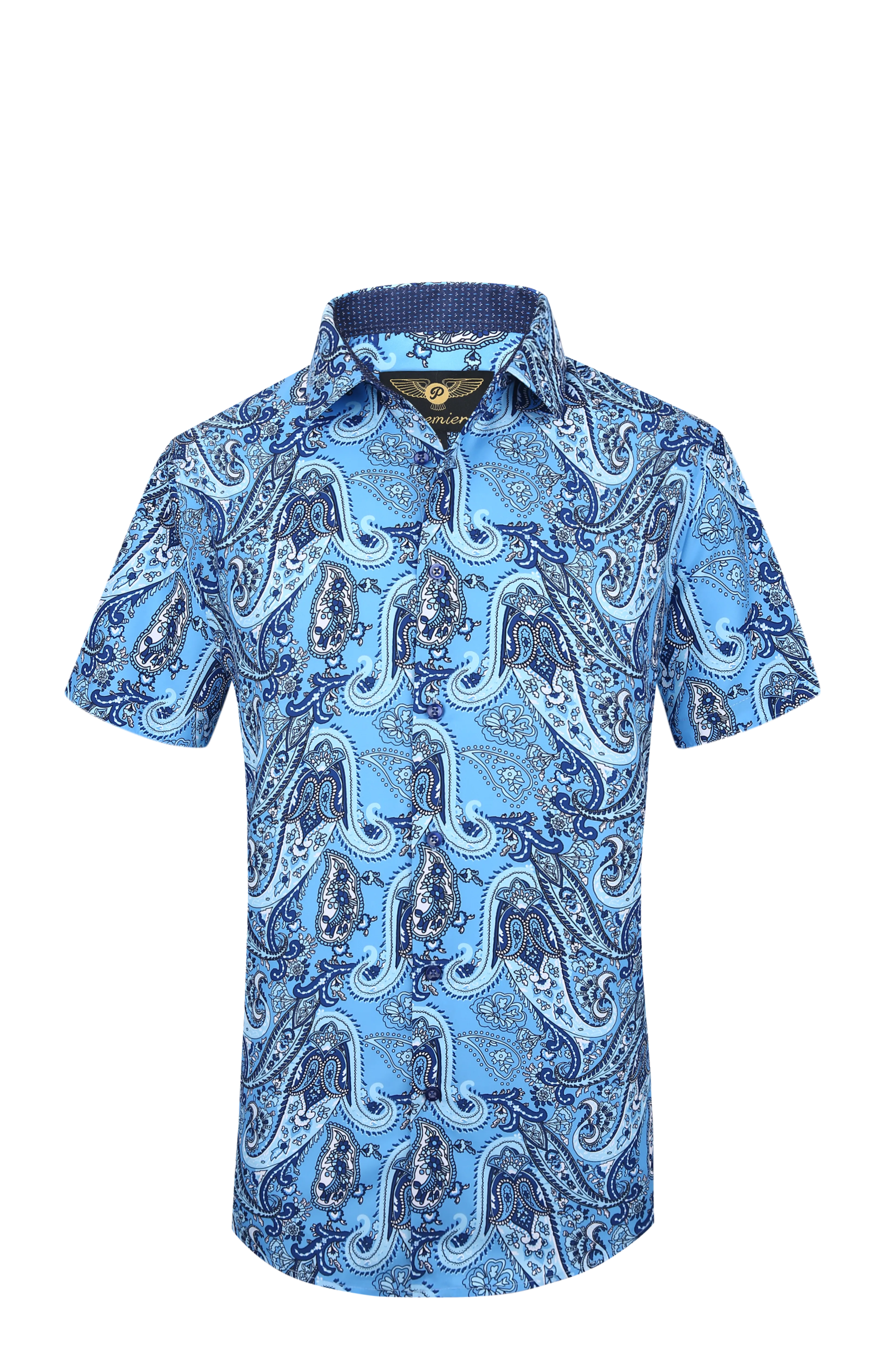 PREMIERE SHORT SLEEVE SHIRTS: BLUE PAISLEY