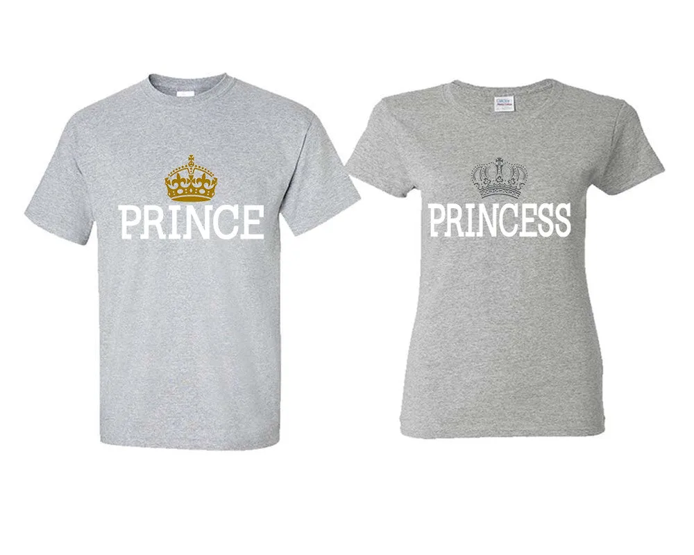 Prince & Princess Couple Matching T-Shirts – Classic Cotton Tees Sold Separately in Various Sizes & Colors | Unique Heat Press Designs