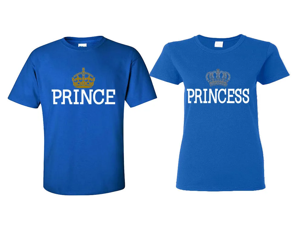 Prince & Princess Couple Matching T-Shirts – Classic Cotton Tees Sold Separately in Various Sizes & Colors | Unique Heat Press Designs
