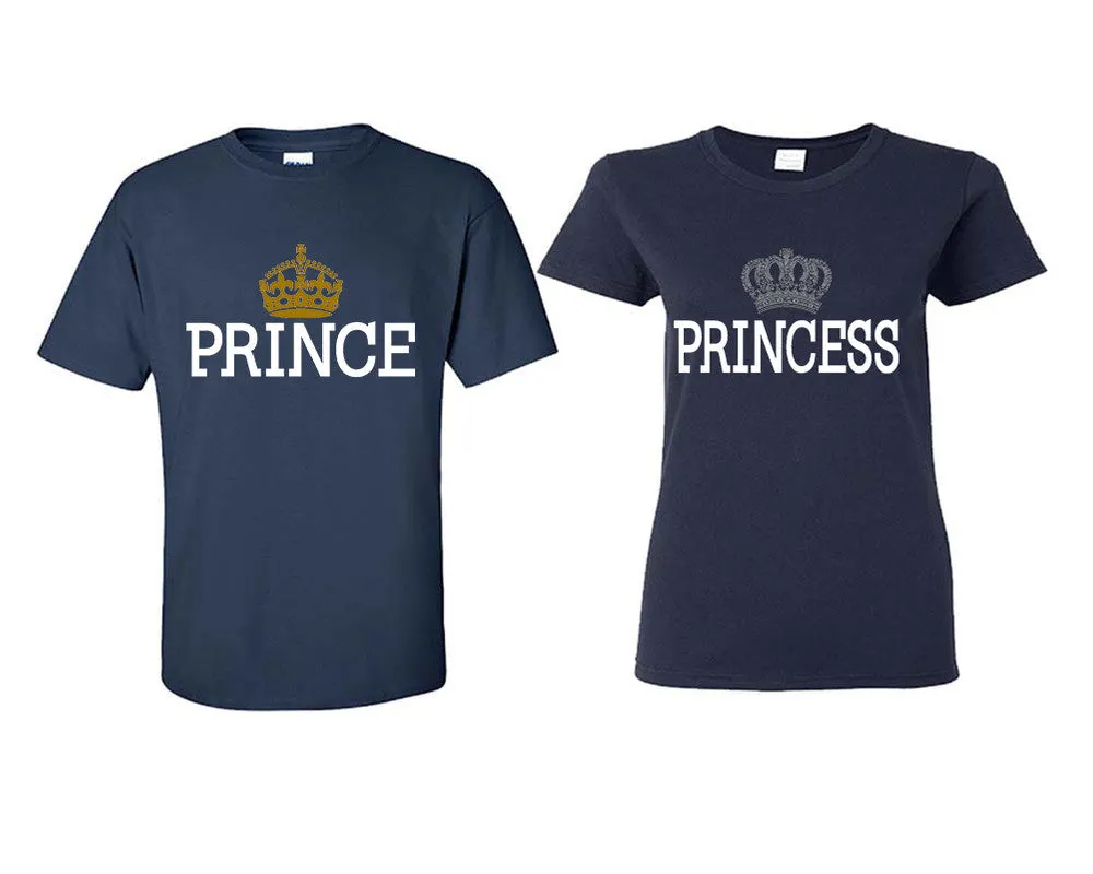 Prince & Princess Couple Matching T-Shirts – Classic Cotton Tees Sold Separately in Various Sizes & Colors | Unique Heat Press Designs