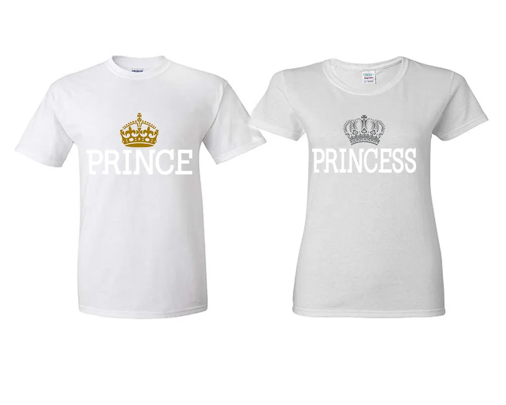 Prince & Princess Couple Matching T-Shirts – Classic Cotton Tees Sold Separately in Various Sizes & Colors | Unique Heat Press Designs