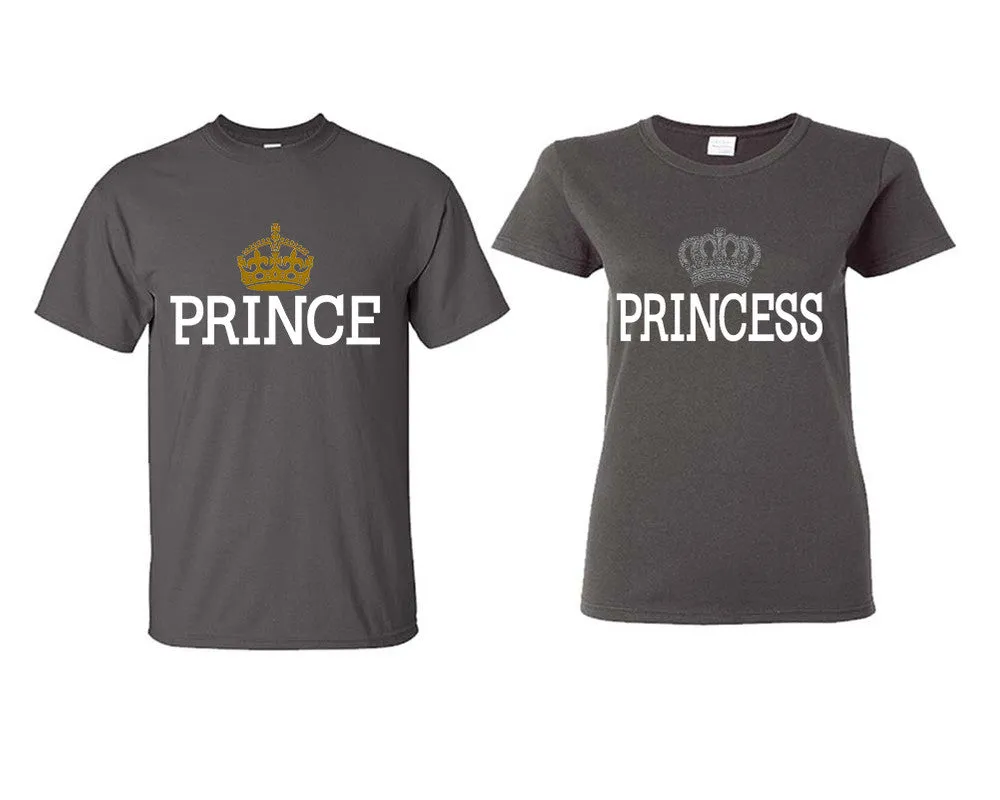 Prince & Princess Couple Matching T-Shirts – Classic Cotton Tees Sold Separately in Various Sizes & Colors | Unique Heat Press Designs