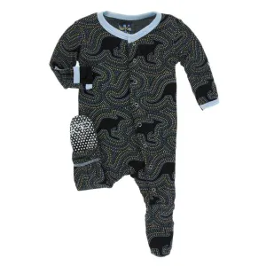 Print Footie with Snaps - Midnight Kangaroo