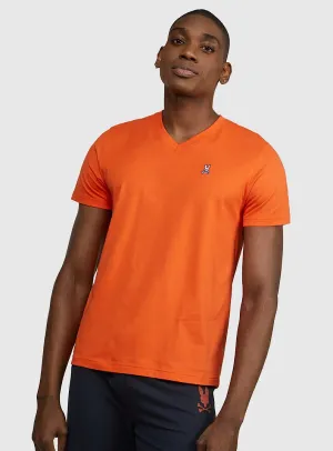 Psycho Bunny T-Shirt - Classic V-Neck - Alloy Orange - SP22 - B6U100S1PC
