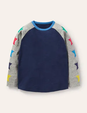 Raglan T-Shirt-Starboard Blue/Grey Marl Star