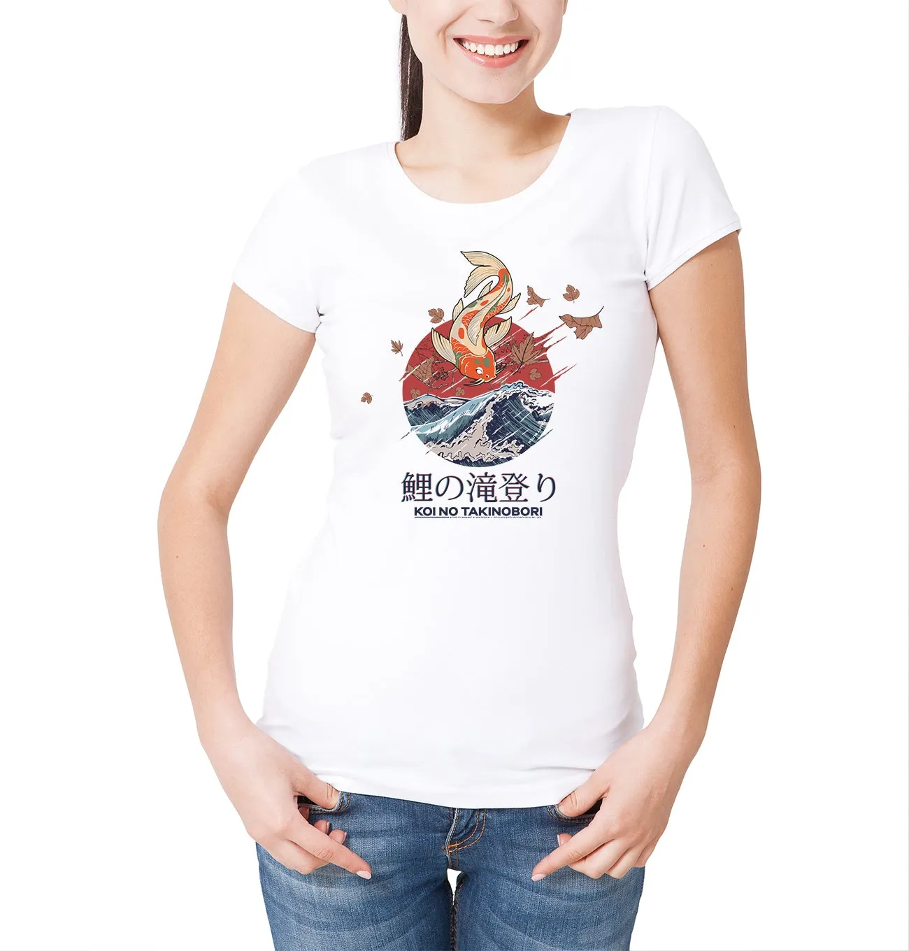 Reality Glitch Japanese Koi Carp Artistic Fish T-Shirt Womens T-Shirt