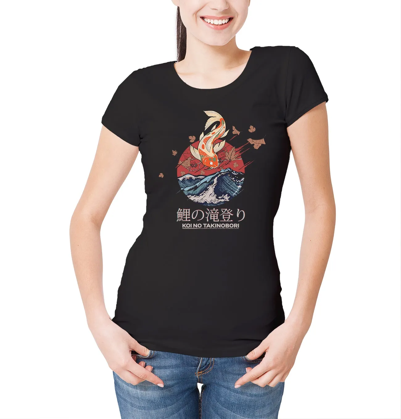 Reality Glitch Japanese Koi Carp Artistic Fish T-Shirt Womens T-Shirt