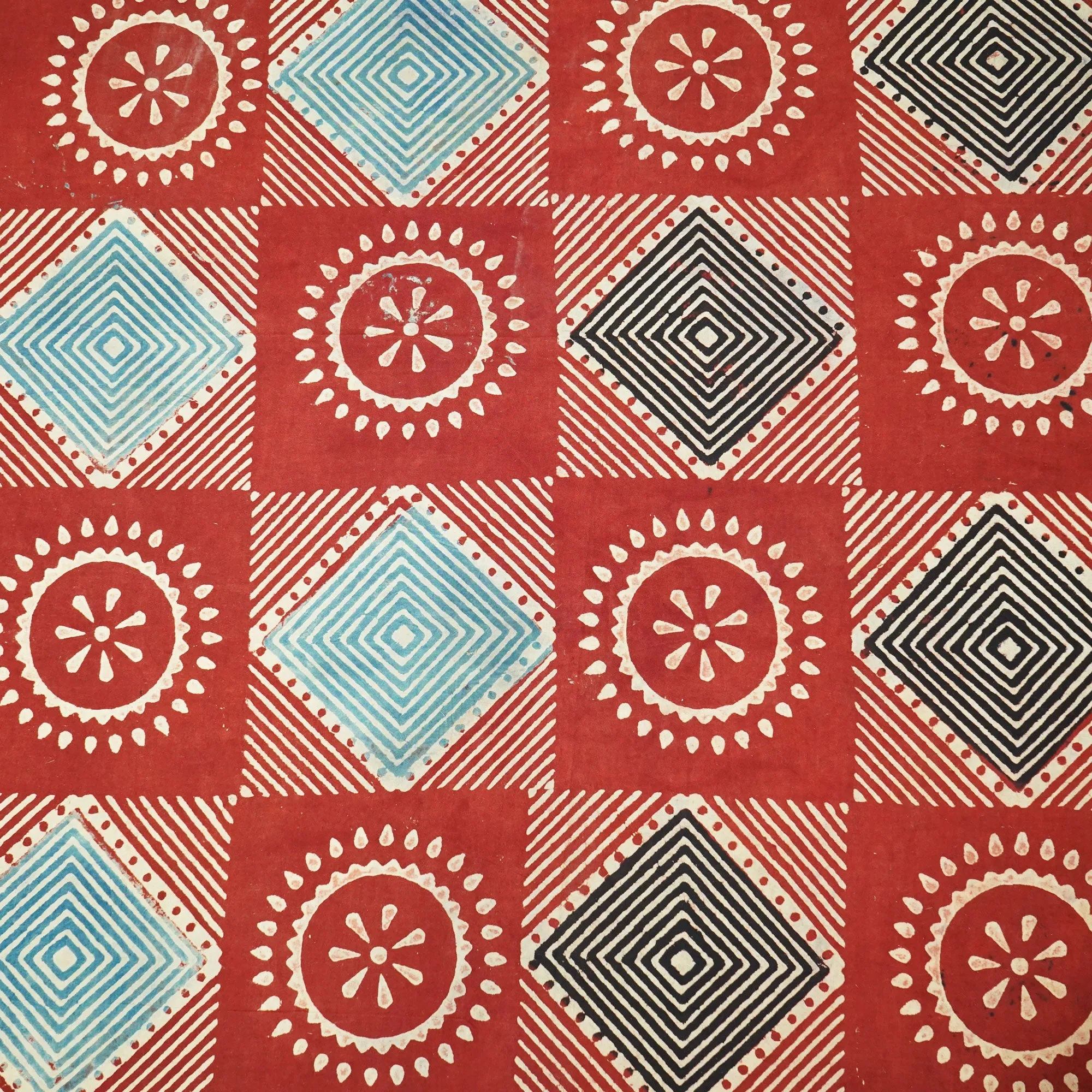 Red & Cream Handblock Ajrakh Print Cotton Fabric CG-23472