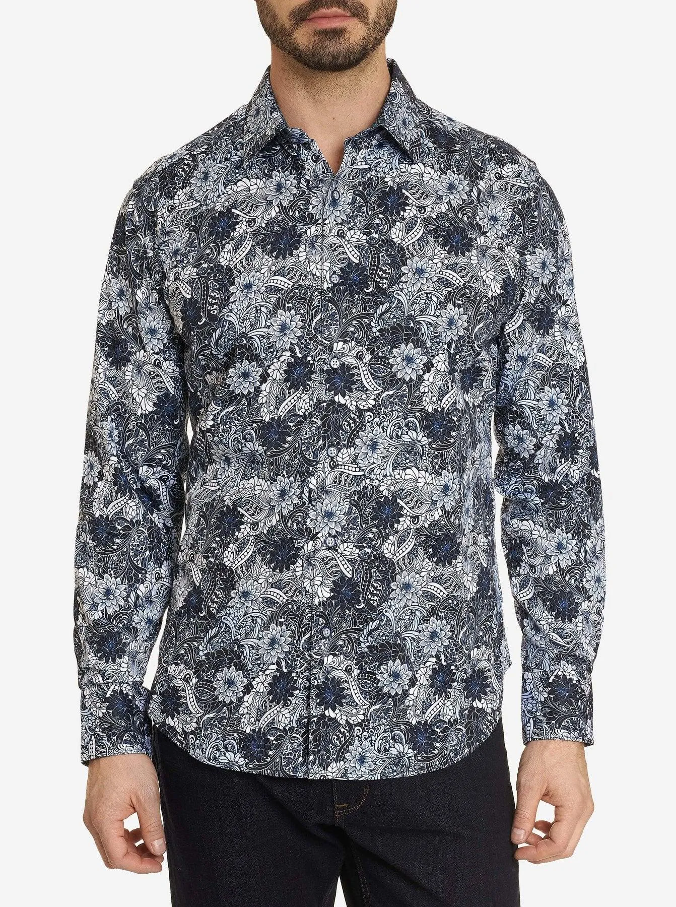 Robert Graham Men's Edgar XX-Large Blue Button Down Long Sleeve Woven Shirt