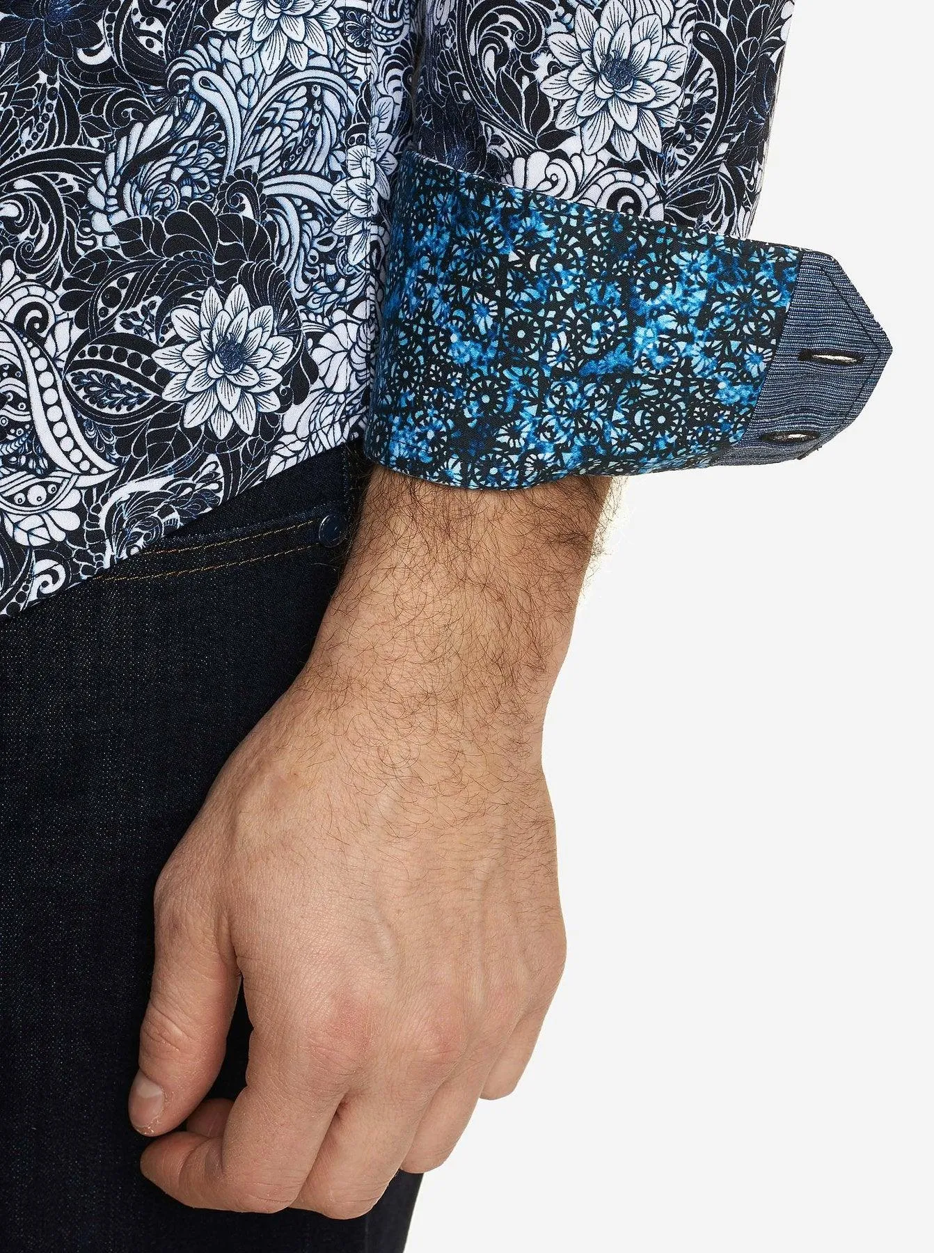 Robert Graham Men's Edgar XX-Large Blue Button Down Long Sleeve Woven Shirt