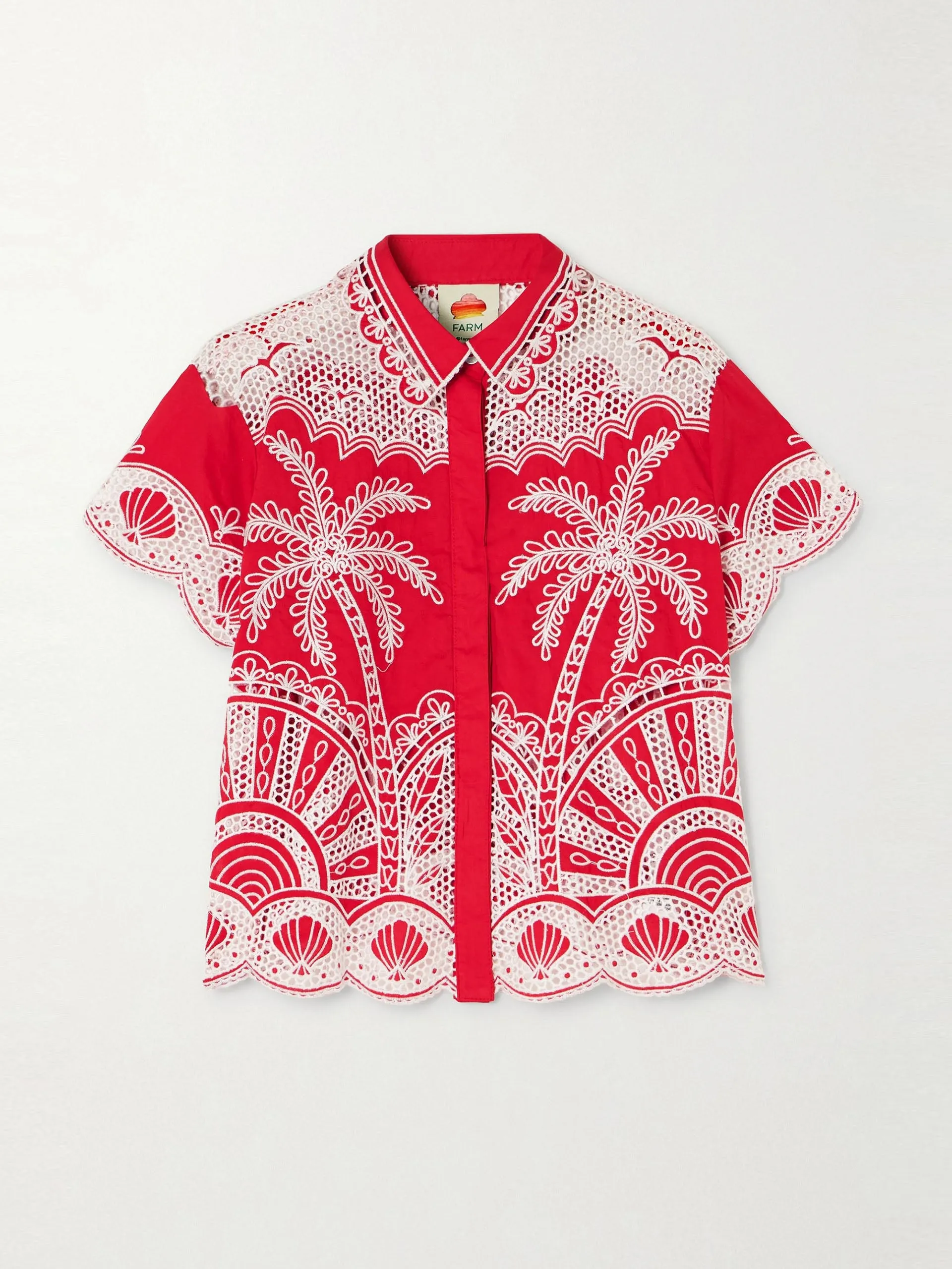 Scalloped broderie anglaise cotton shirt