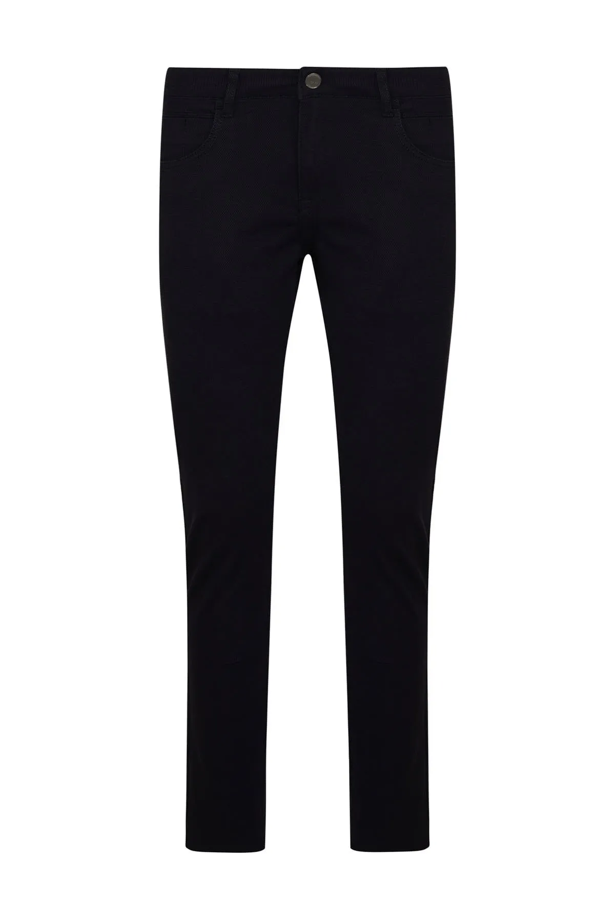 Slim Fit Cotton Navy Low Waist Casual Pants