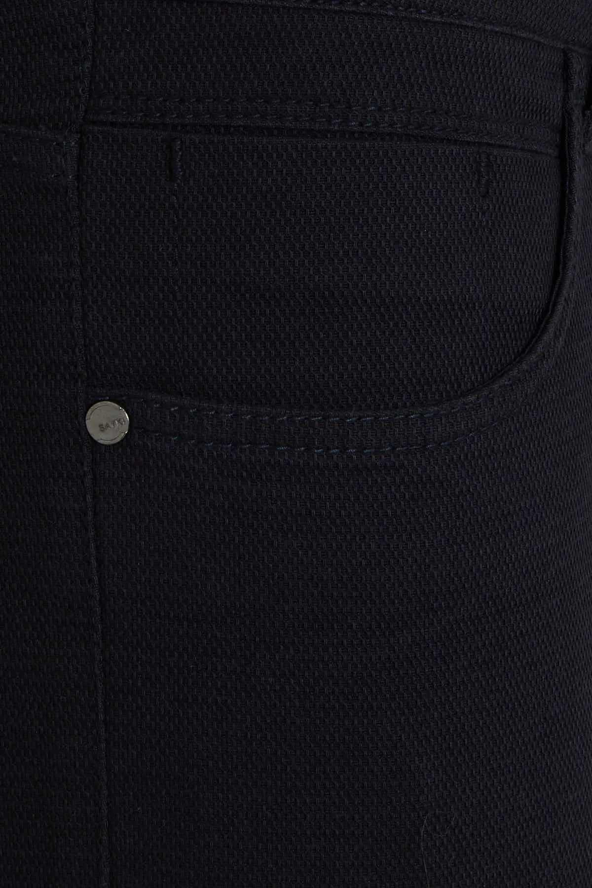 Slim Fit Cotton Navy Low Waist Casual Pants