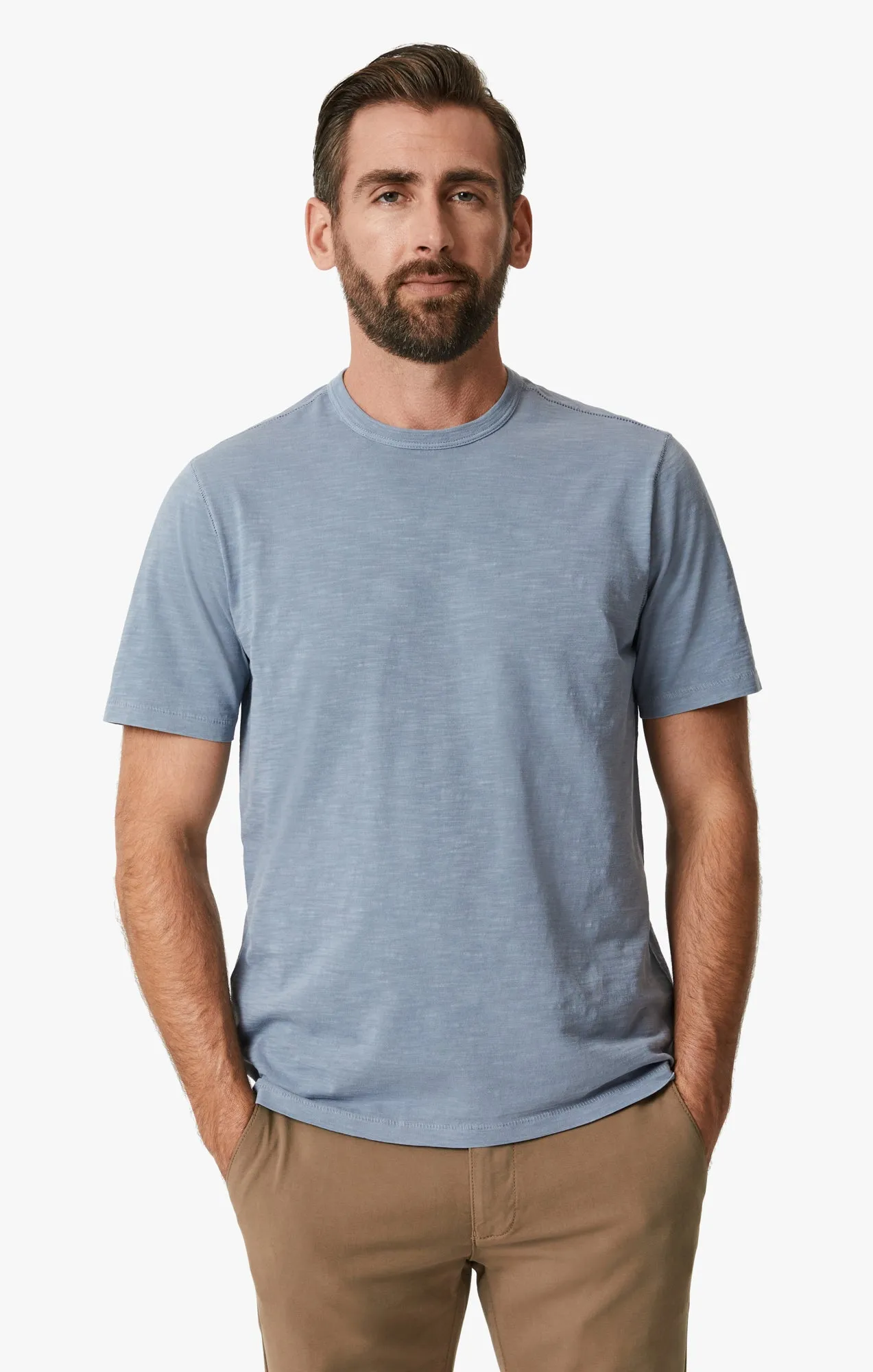 Slub Crew Neck T-Shirt In Vintage Indigo