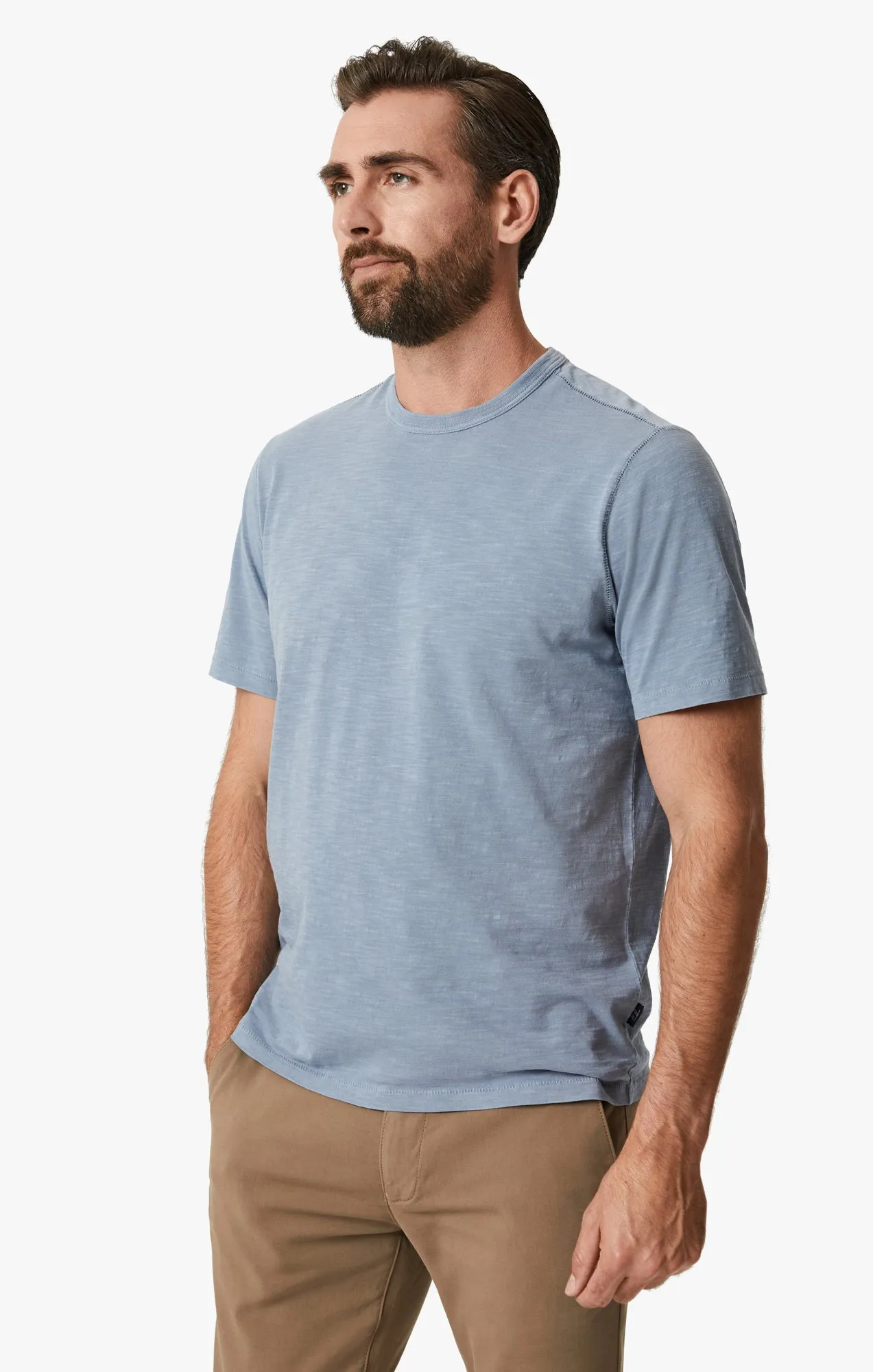 Slub Crew Neck T-Shirt In Vintage Indigo