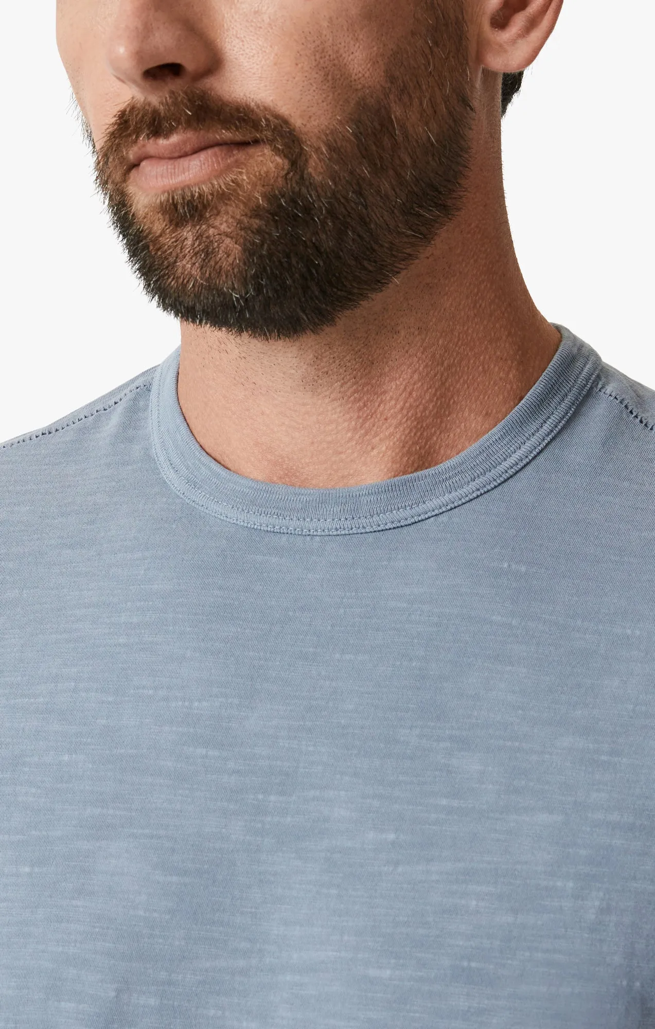 Slub Crew Neck T-Shirt In Vintage Indigo