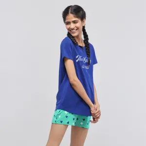 Snuggle Is Real Blue Shorts Set