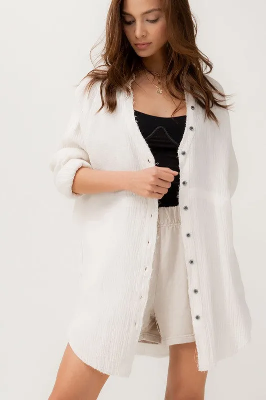 Soft White Button Down Oversized Shirt