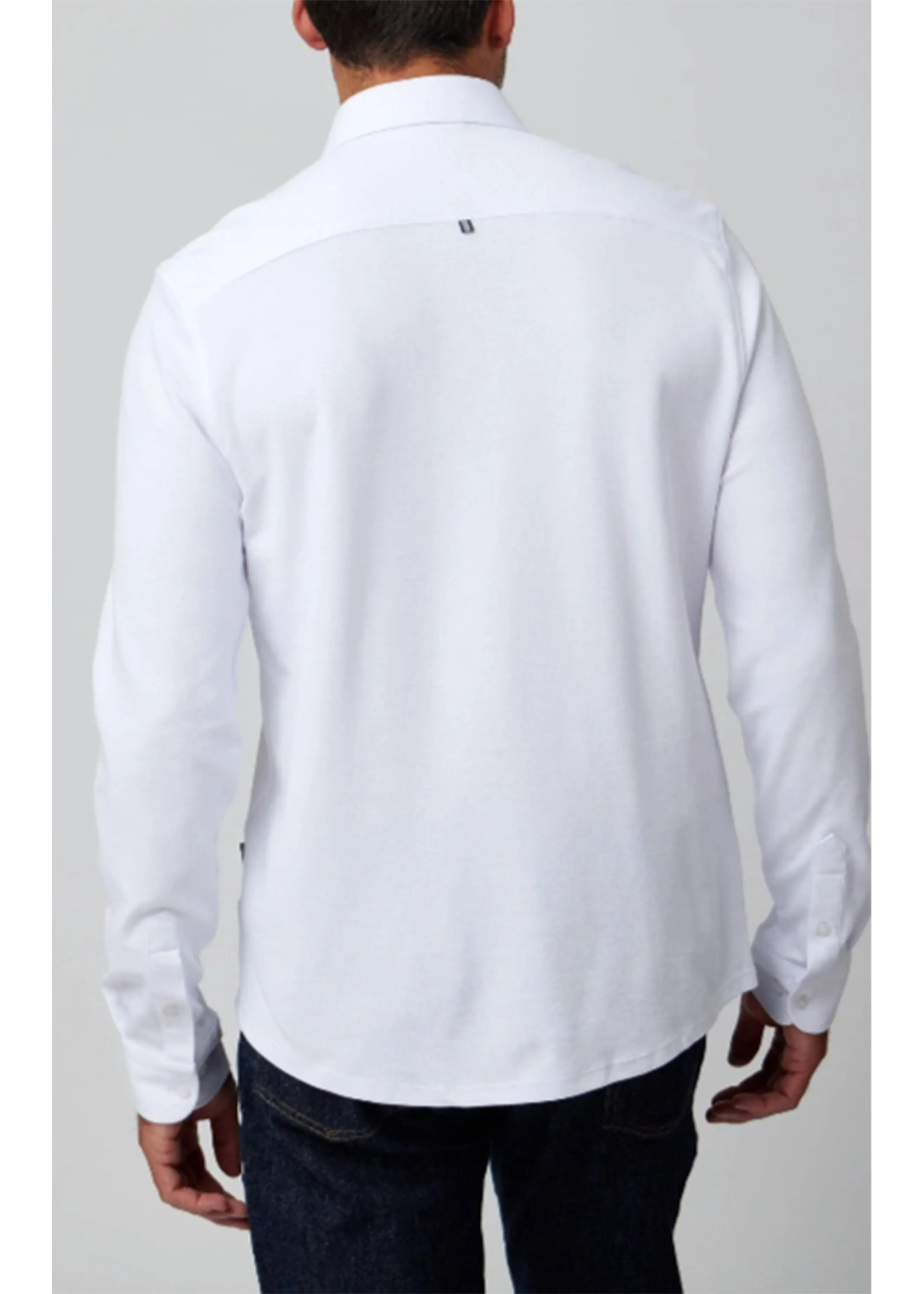 Stone Rose Long Sleeve Solid Pique Shirt | White