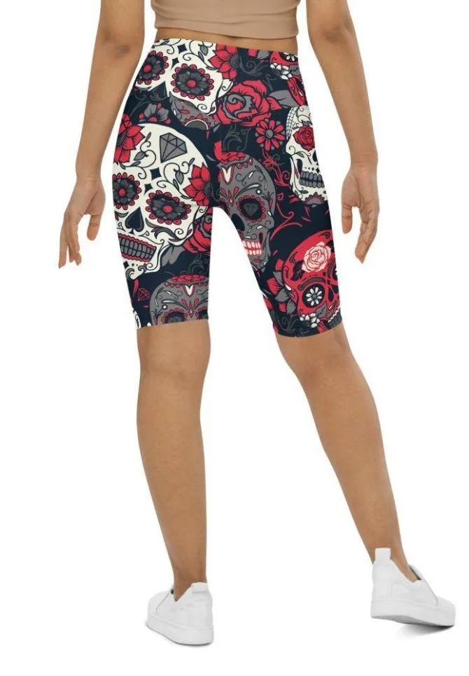 Sugar Skull Biker Shorts