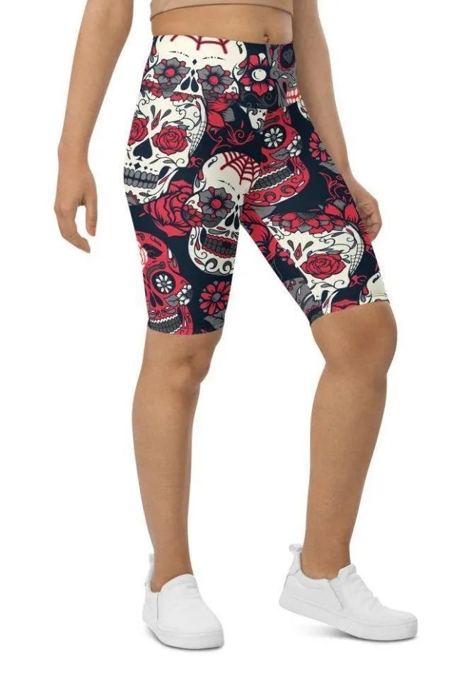 Sugar Skull Biker Shorts