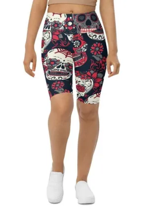 Sugar Skull Biker Shorts