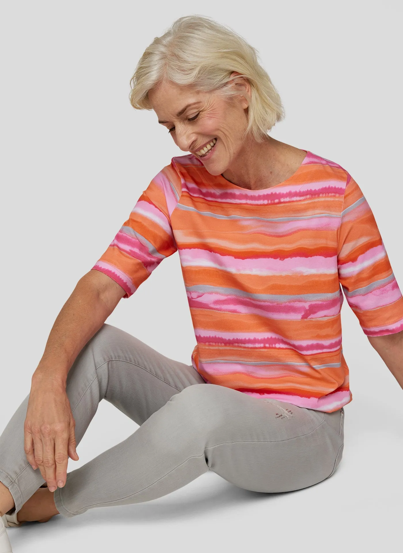 Sunny Side Stripey Round Neck T-Shirt