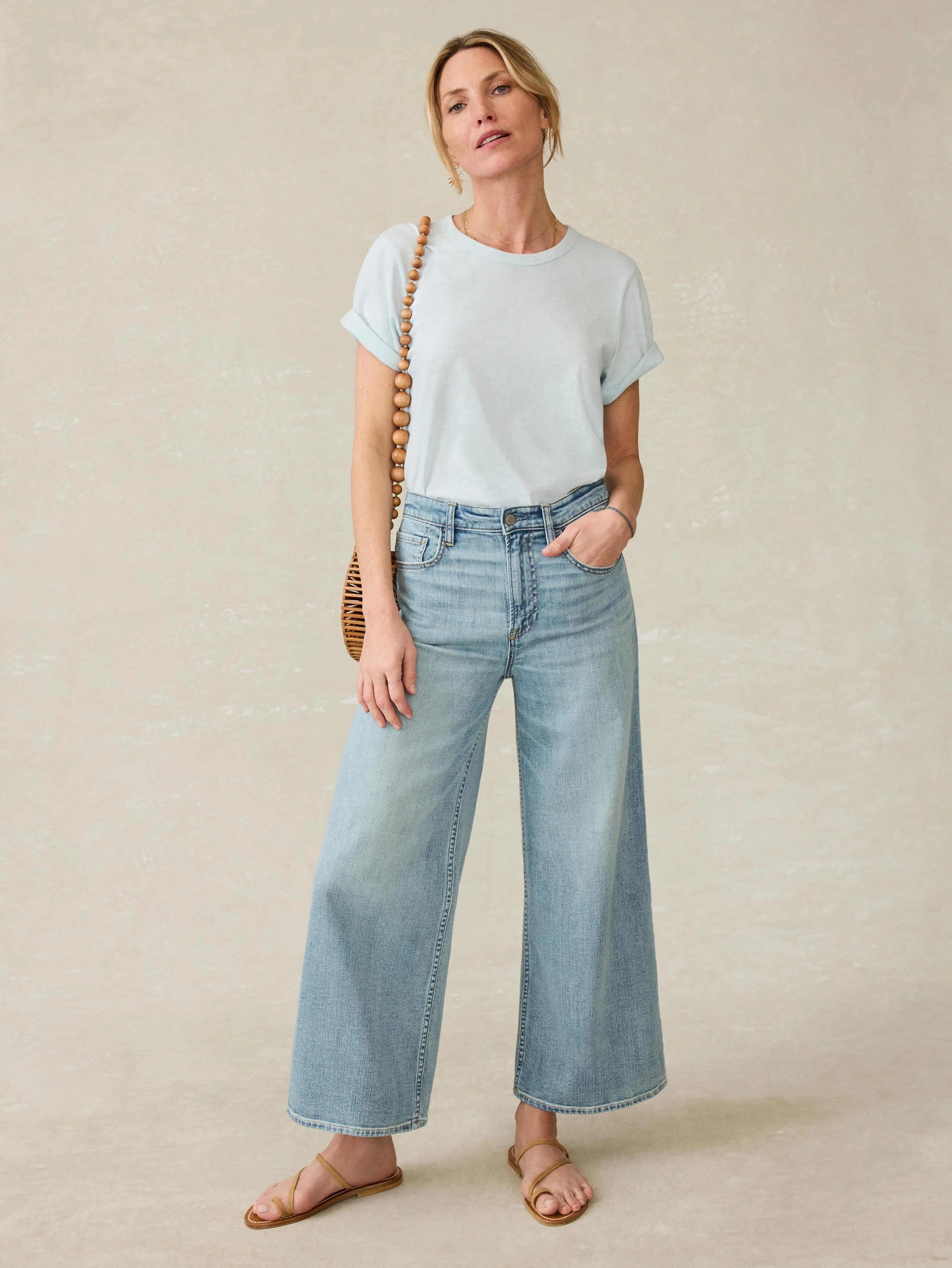 Sunwashed Regenerative Cotton Essential Tee - Sky