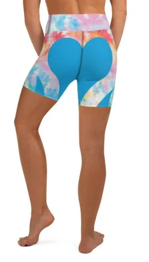 Tie Dye Heart Shaped Yoga Shorts