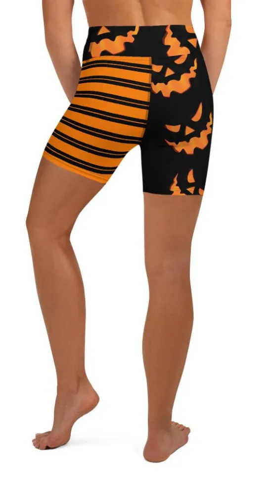 Two Patterned Halloween Yoga Shorts