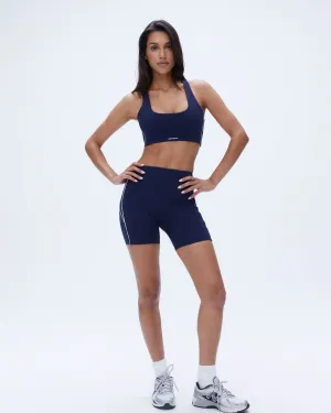 Ultimate Micro Piping Crop Short - Navy Blue/Off White