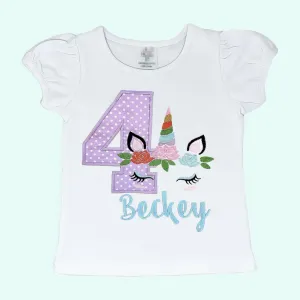 Unicorn Shirt, Birthday Unicorn Shirt,  Girls Personalized Unicorn Birthday Shirt,  T-Shirt, Toddler Name Age Shirt, Girls Shirts