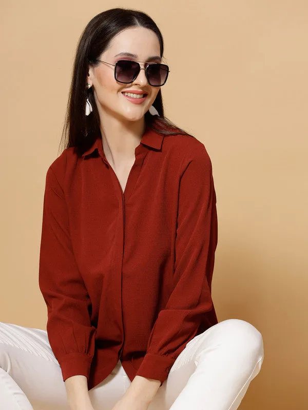 Women Rust Odour Free Spread Collar  Formal Shirt