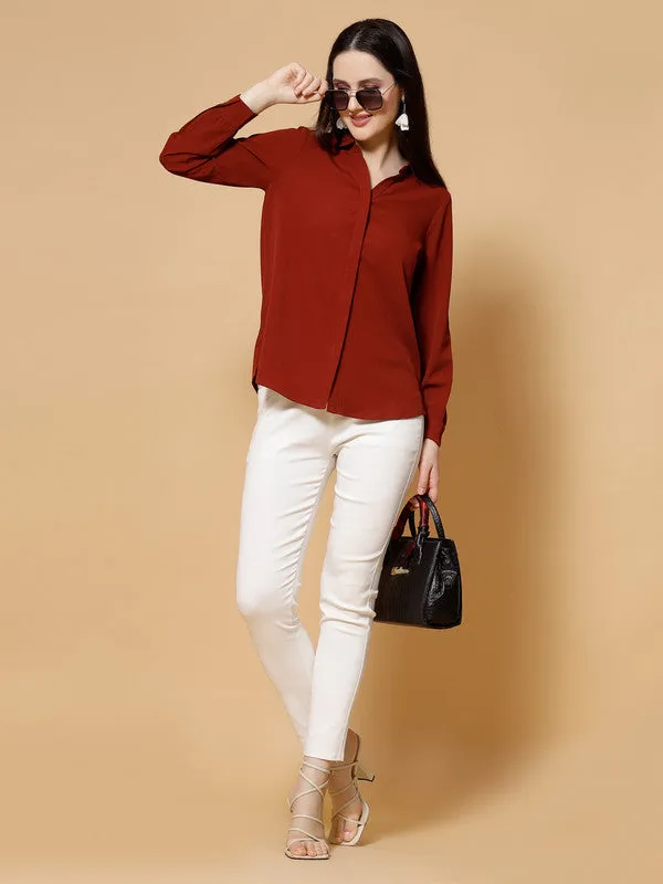 Women Rust Odour Free Spread Collar  Formal Shirt