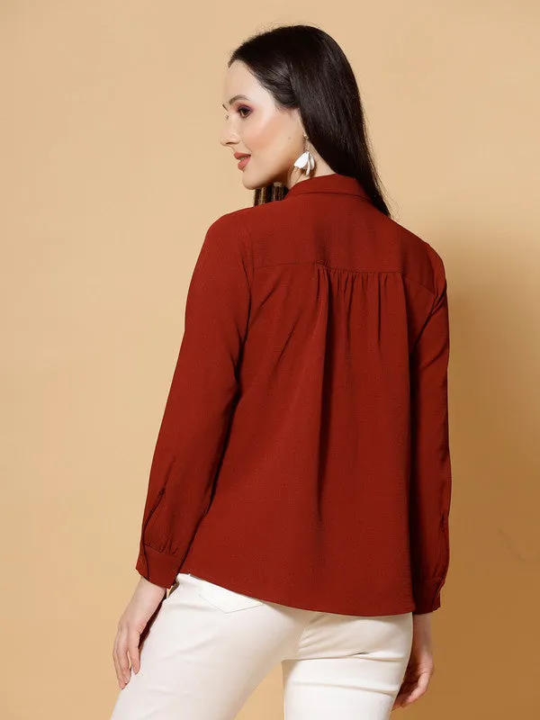 Women Rust Odour Free Spread Collar  Formal Shirt