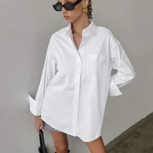 Women's Fashionable Casual All-match Mid-length Shirt