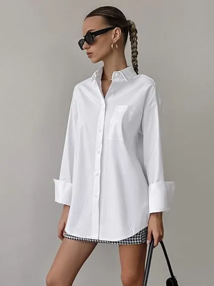 Women's Fashionable Casual All-match Mid-length Shirt