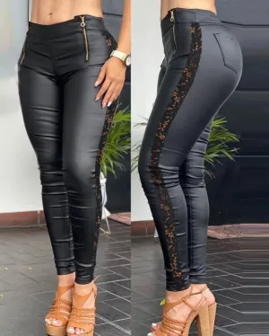 Women's faux leather skinny pants