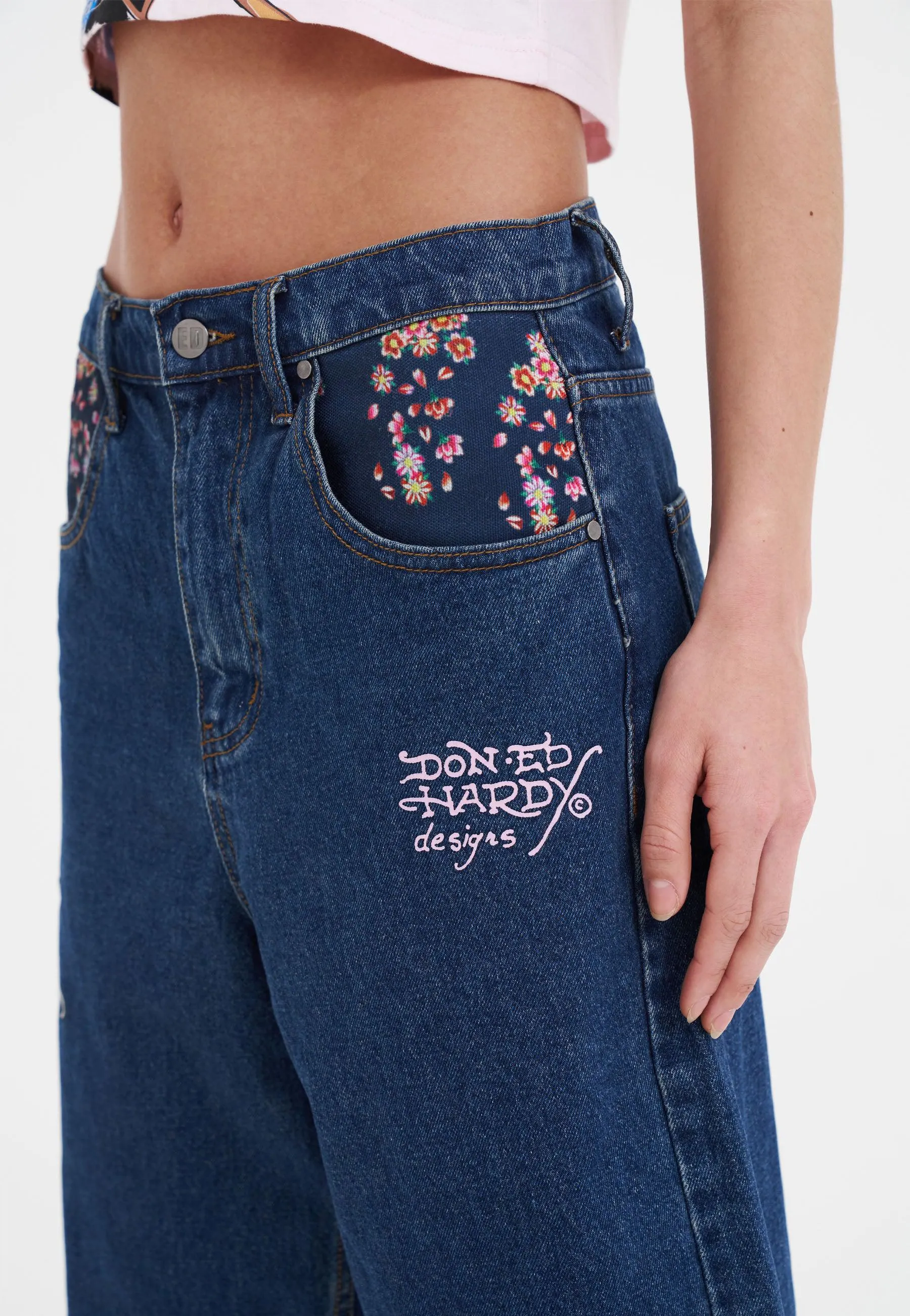 Womens Grey Dragon Relaxed Denim Jorts Shorts - Indigo