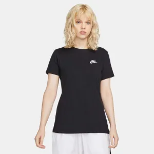Women's Nike Essential Embroidered Logo Club Tee (Black)(DN2394-010)(Standard Fit)