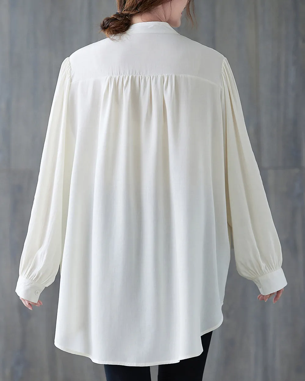 Women's Shirt Button Down Long Sleeve Pattern with Flowers High Low Hem Solid Loose Oversize GA2766