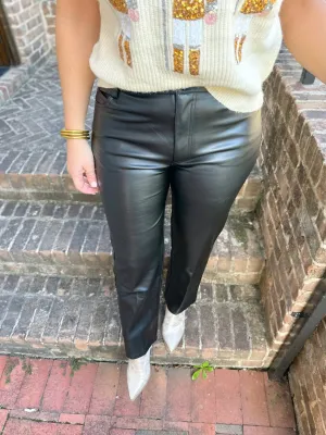 You Belong With Me Faux Leather Trouser Black Pants
